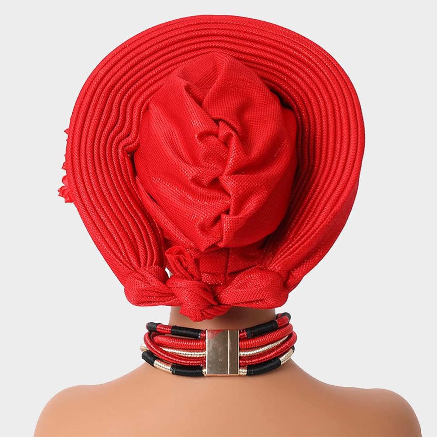 Pre-Tied Nigerian Auto Gele Head Tie African ASO Oke Headwrap Handmade Turban Hat Cap for Women Wedding Party - Image 3