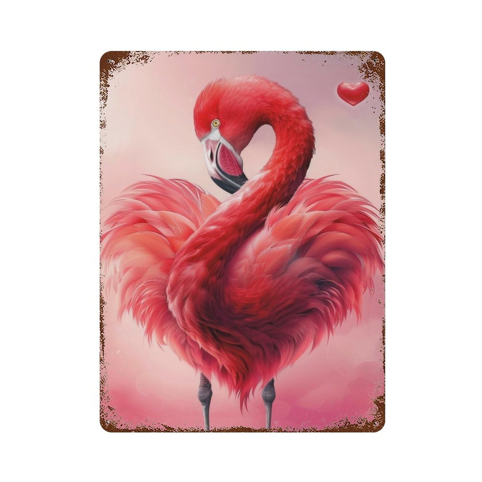 Pink Flamingo Rustic Tin Plaque 15.7"x11.8", for Shed, Workshop And Garage Wall Decor, Shabby Chic Decor