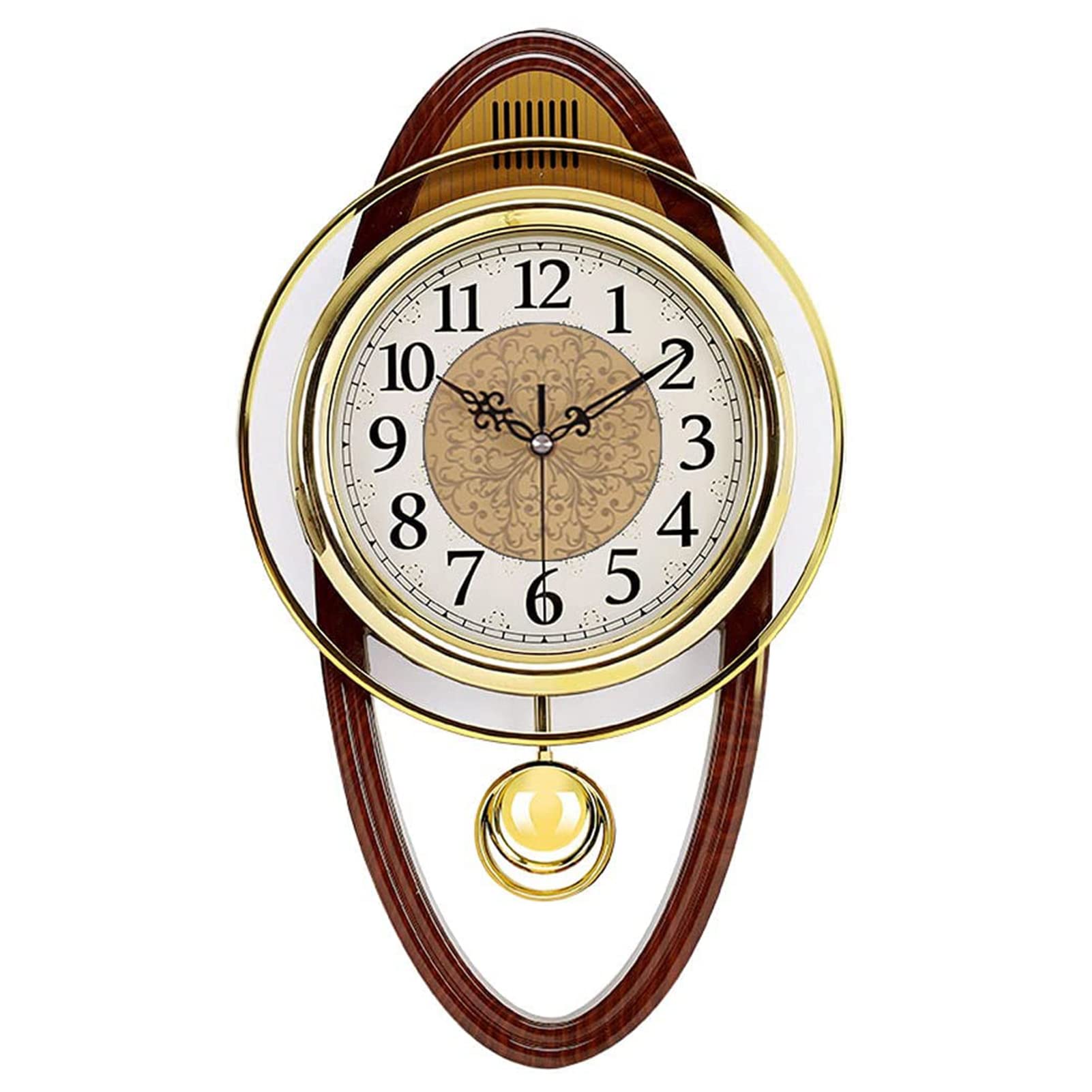 Reloj de Pared de péndulo, Silencioso sin Ruidos Creativo Sala de Estar Dormitorio Retro Swing Cuarzo Reloj de Pared(Size:Ronda,Color:MARRÓN)