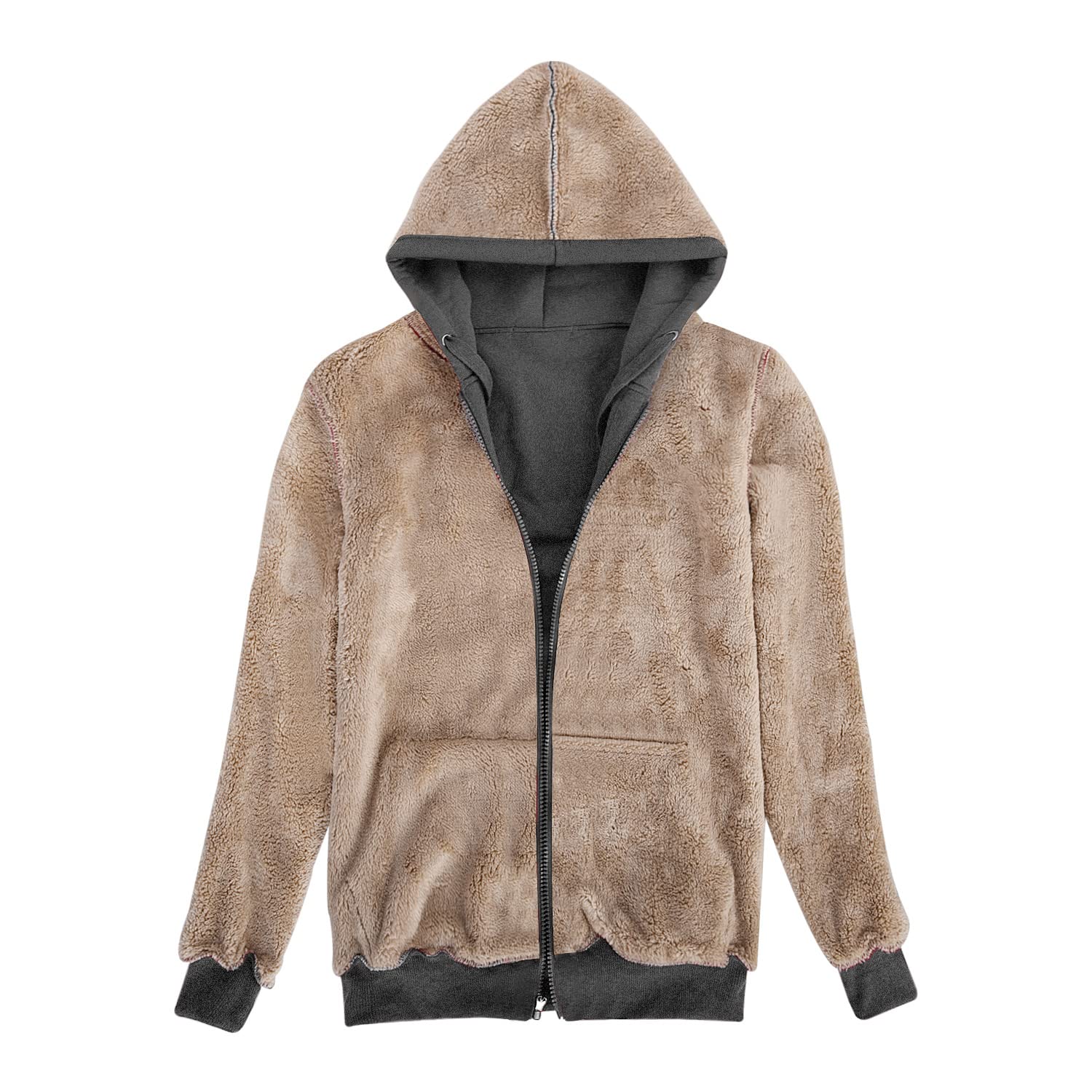 UMIPUBO Felpa Donna con Zip e Cappuccio Flanella Caldo Hoodie Cerniera Donna Cappotto Peluche a Manica Lunga con Tasche Sweatshirt Felpe in Pile con Cappuccio Giacca Outwear Donna Invernale