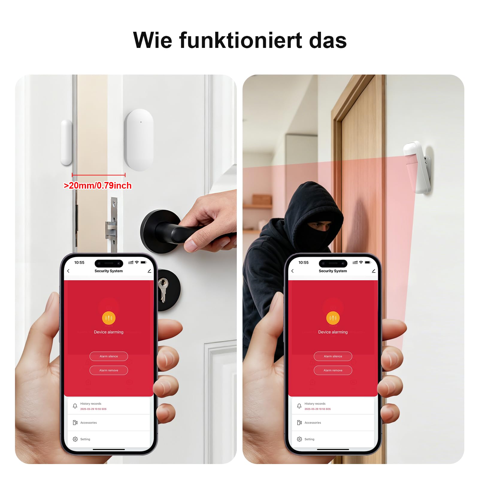 4,3 Zoll Touchscreen Alarmanlage für Haus mit Innenkamera und Außenkamera, 4G+ WLAN Alarmanlage Haus, Wohnung mit Sirene, 4 PIR-Bewegungsmelder, 8 Fenster-/Türsensor, 3 Fernbedienungen