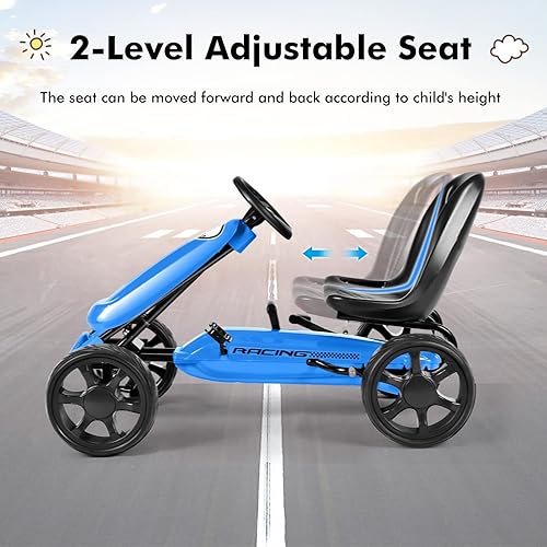 Miniatura 3 de OLAKIDS Pedal Go Kart para niños 4 ruedas en coche de juguete corredor de pie interior al aire libre para niño niña con asiento de cubo ajustable