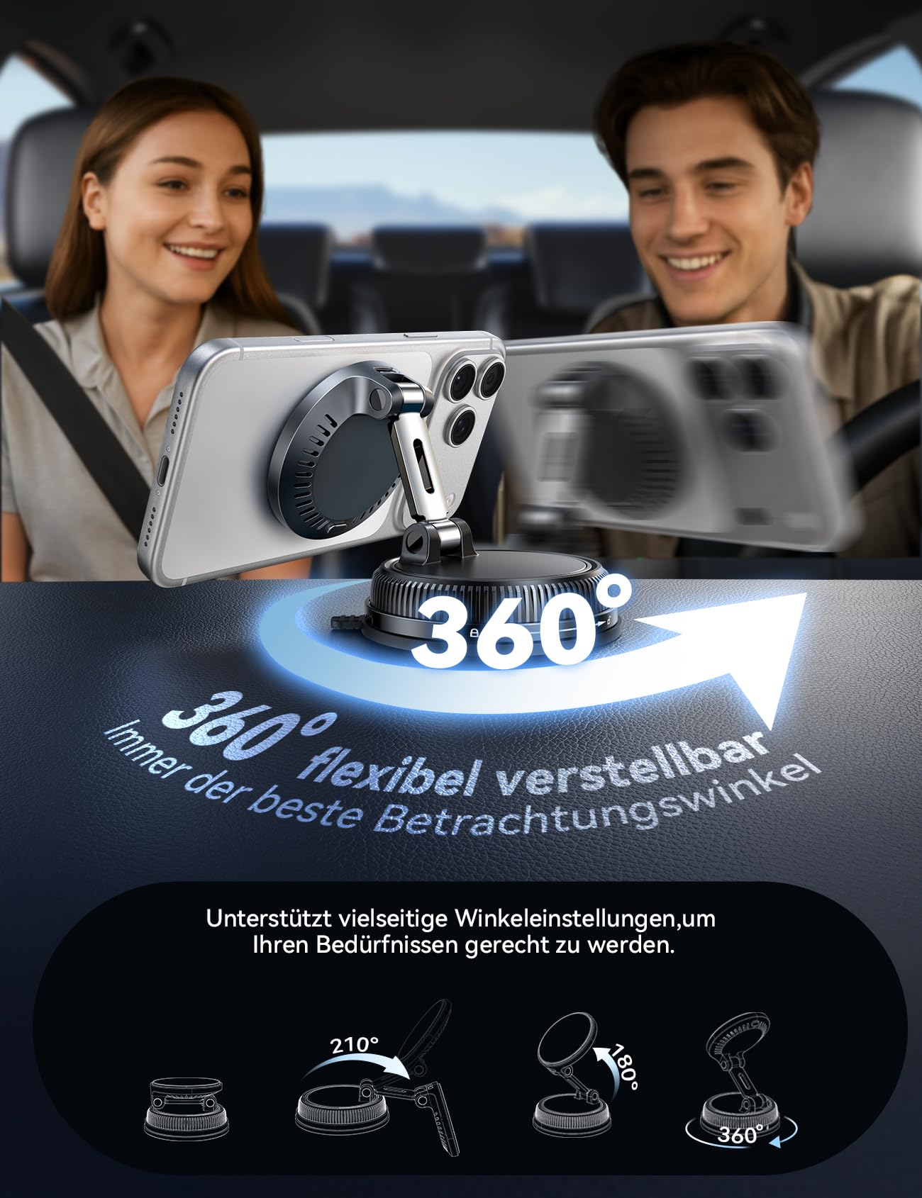 JOYROOM Magsafe Autohalterung mit Ladefunktion 15W,[Vakuum & Stärkster Gel ] Handyhalterung Auto mit Ladefunktion,360° Drehbarem & Klappbarem Charger Magnet Handyhalterung fürs Auto iPhone 17-12