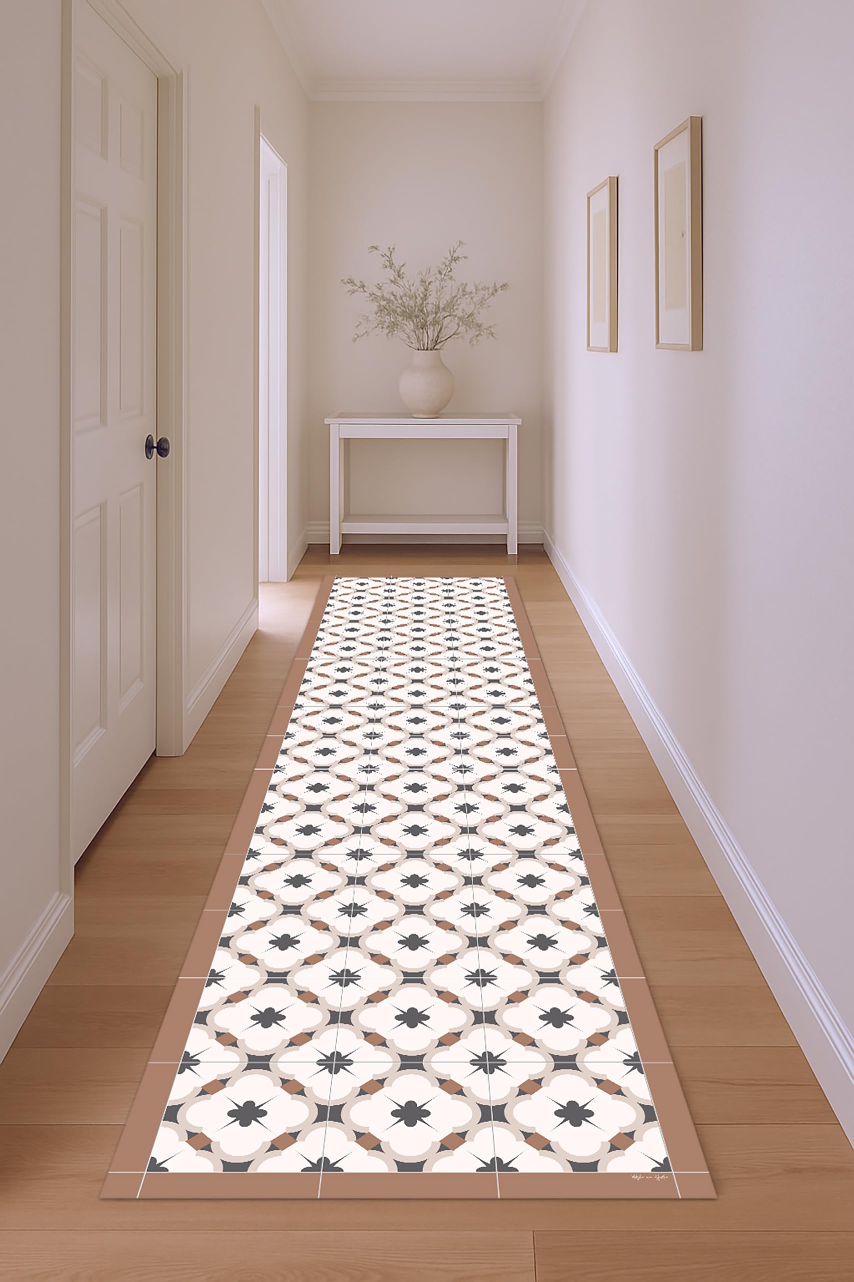 DobleUve Estudio Tapis Vinyle Loft | Marron | 65x140 | Tapis Cuisine PVC | Tapis de Salle à Manger Imperméable | Tapis Salon | Tapis Antidérapant Antifongique en PVC pour Enfants