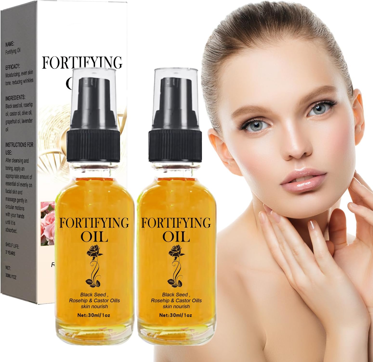 GROVL Lalenas Castor Oil Rosehip Oil Black Seed Oil, Face Black Seed Oil, Rosehip Oil,Lilinas Castor Oil,Facial Organic Natural Oil Anti-Aging Serum, Natural Skincare, Nourishing Skin(2 Bottles)
