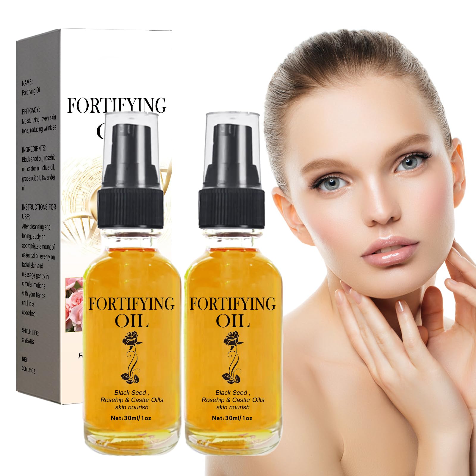 GROVL Lalenas Castor Oil Rosehip Oil Black Seed Oil, Face Black Seed Oil, Rosehip Oil,Lilinas Castor Oil,Facial Organic Natural Oil Anti-Aging Serum, Natural Skincare, Nourishing Skin(2 Bottles)