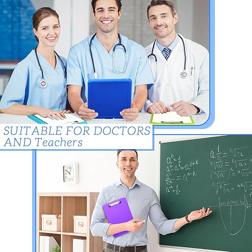 Miniatura 5 de Ireer 12 portapapeles de plástico con almacenamiento, tableros de escritura portátiles resistentes para 150 hojas de papel A4 con soporte para