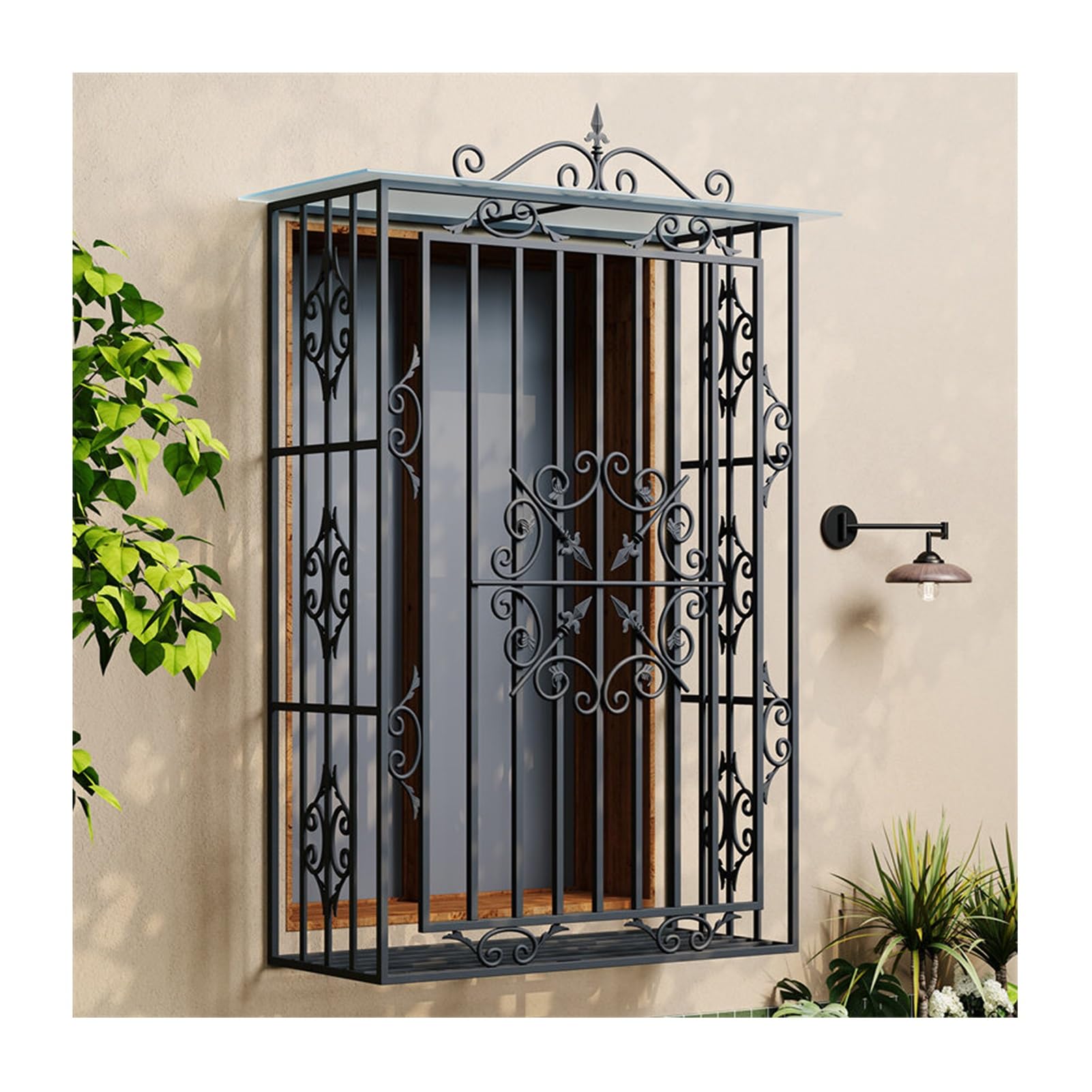 Rejas decorativas exterior con protector taladro y ancho adaptable de 50 a 180cm