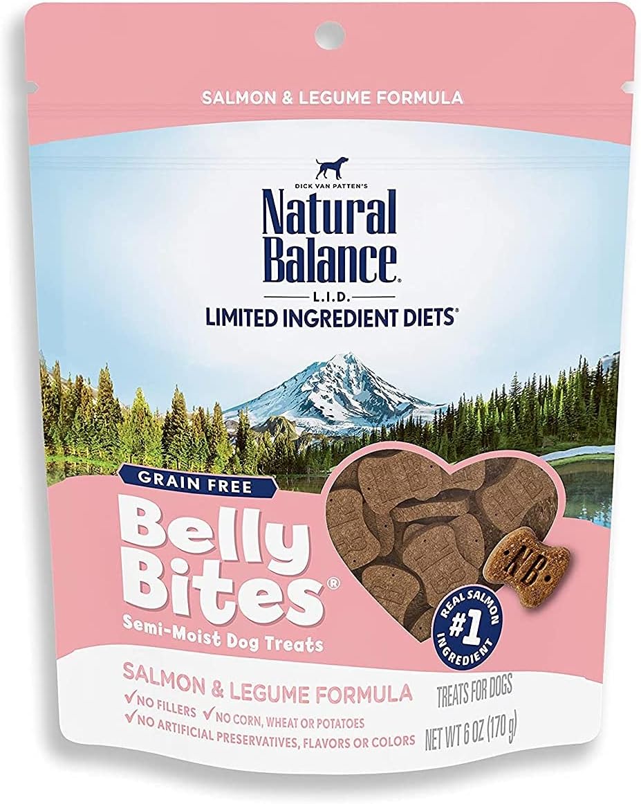 Natural Balance Belly Bites Semi-Moist Dog Treats, 6-Ounce, Salmon And Legume