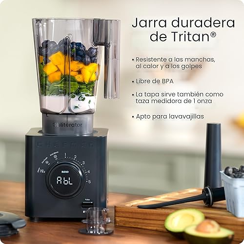 Miniatura 5 de Chefman Obliterator - Batidora de encimera de 48 onzas para batidos, motor de 1380 W para triturar hielo, nueces y frutas congeladas con hoja