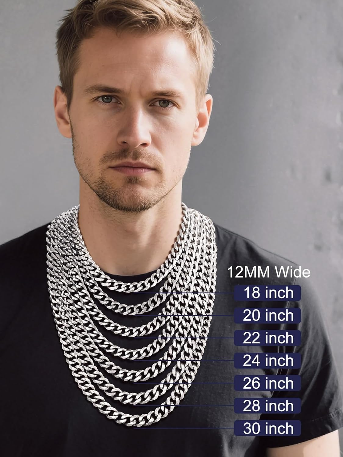 Bandmax Stainless Steel Miami Cuban Link Chain Necklaces for Men Silver Tone/Gold/Black Classic Curb Chains Hip Hop Rock Biker Necklace Jewelry