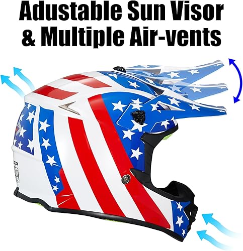 Miniatura 5 de Casco de Bicicleta de Tierra para Jóvenes Niños para Niños y Niñas, F001 Casco de Motocicleta de Cara Completa para Todoterreno ATV Conducción en