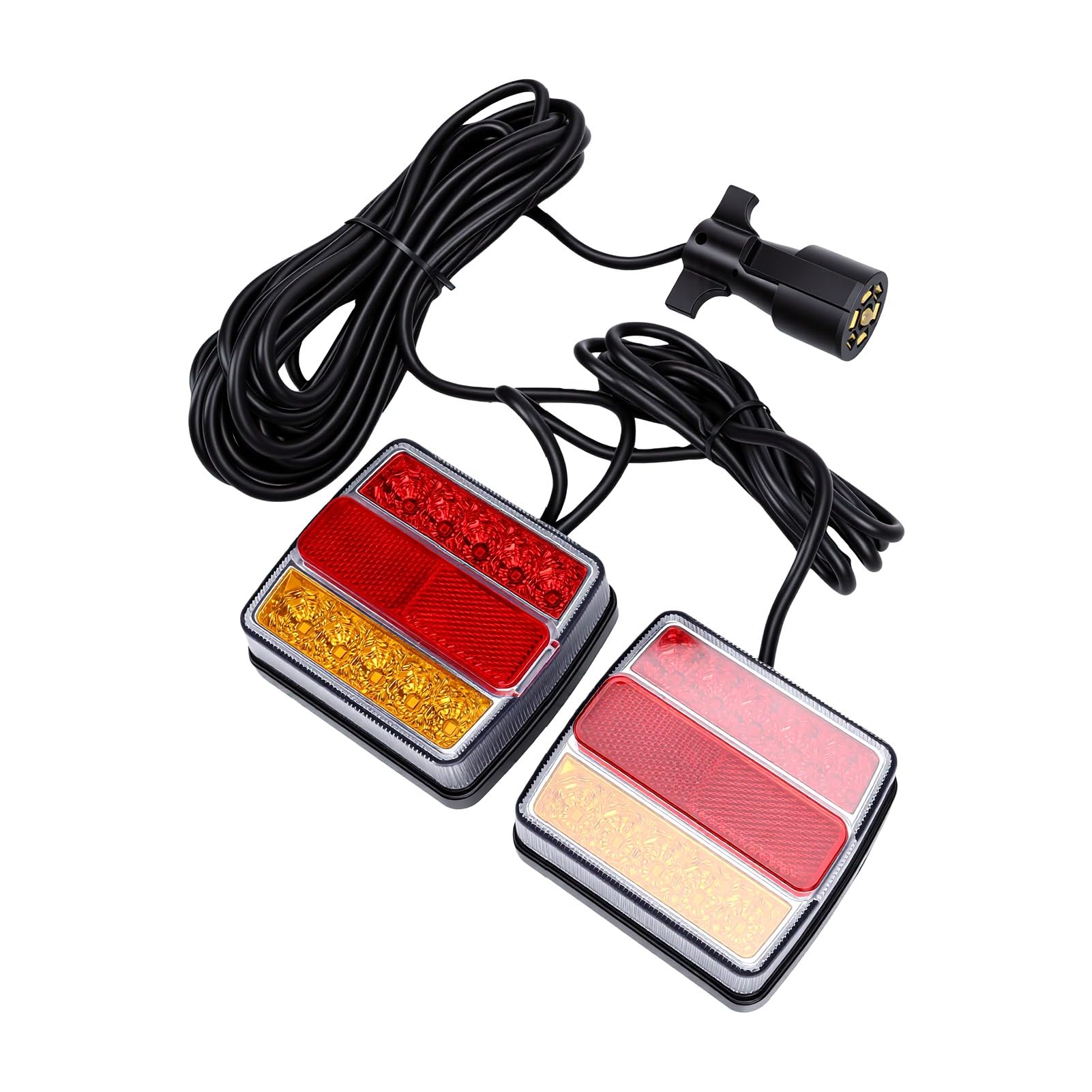 Generic Magnetyczny Zestaw świateł Holowniczych LED do Przyczepy, Zestaw świateł do Przyczepy, Holowniczych, Zgodny z DOT, Wodoszczelny IP68, Wtyczka 7-pinowa, Kabel 24
