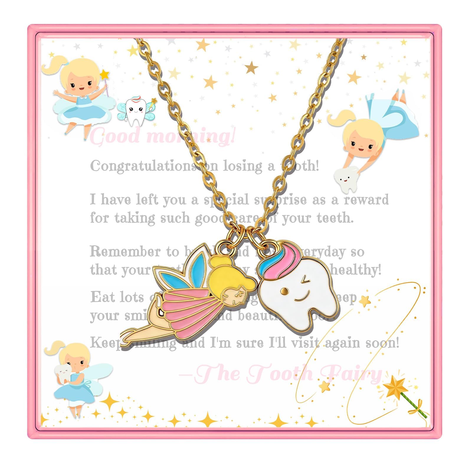 PARTNER Meaningful Tooth Fairy Gifts for Women First Lost Tooth Keepsake for Celebration &amp; Reward with Message Card Milestone Jewelry Gift from Toothfairy