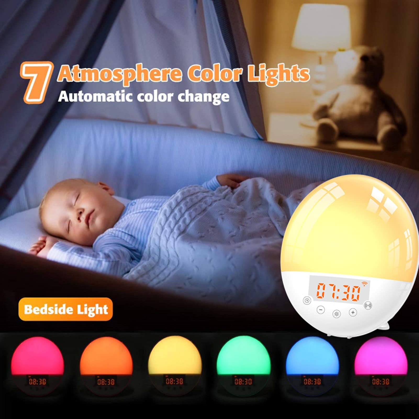 WiFi Smart Wake Up Light, Simulazione Alba/Tramonto Sveglia LED Digitale, con 8 Suoni Naturali e Funzione Snooze, App Tuya, Funziona con Alexa