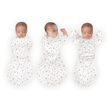 SwaddleDesigns Organic 6-Way Omni Swaddle Sack w/Wrap, Cherries, 12-18 lb | Most Versatile Swaddle for Newborn, Arms Up Sleeves & Mitten Cuffs for Better Sleep & Safe for Rolling Baby during Transition