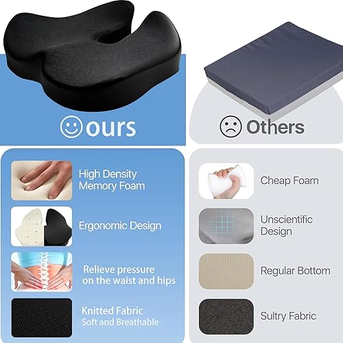 Miniatura 2 de Cojín de espuma viscoelástica para silla de ruedas, alivia el dolor en el coxis, necesario para personas que se sientan durante mucho tiempo para