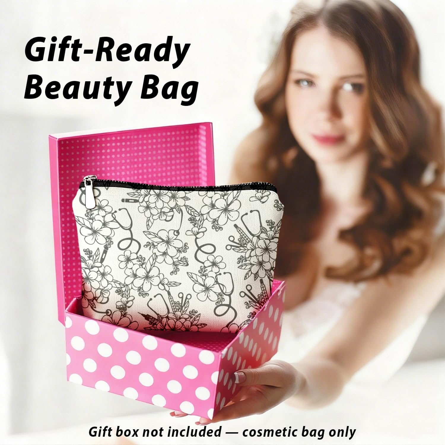 Nurse Floral Makeup Bag for Women, Cute Nursing School Bag Essentials Supplies Nurse Appreciation Gifts for Students，Nursing School Must Haves Flower Small Toiletry Bags Zipper Makeup Pouch
