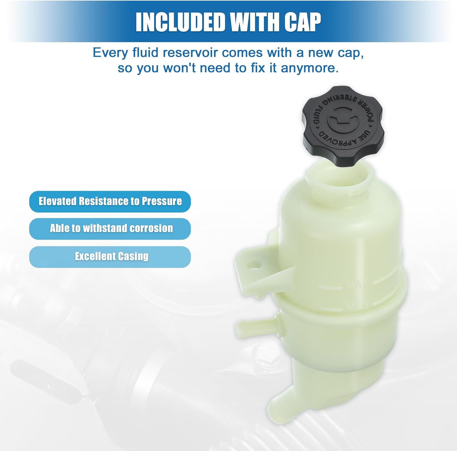 X AUTOHAUX Power Steering Reservoir Automotive Power Steering Tank Replacement No.52126151AF for Jeep Wrangler 2008-2019 for Jeep Wrangler JK 2018