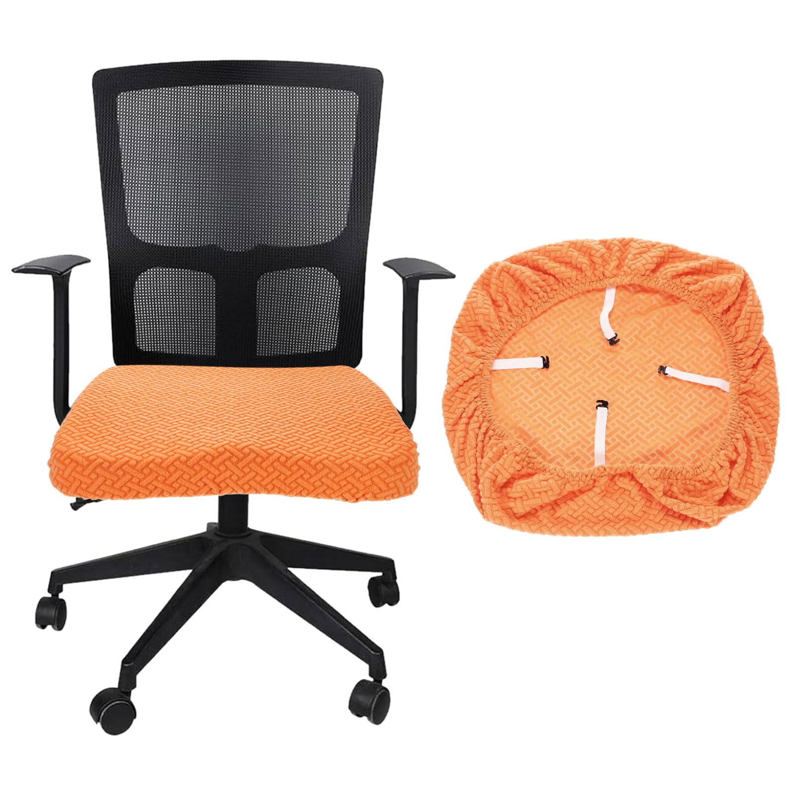 QUARKZMAN Rivestimento Per Sedia Da Ufficio, 46-54cm Jacquard Elasticizzato Morbido Coprisedia Girevole Lavabile Protezione Per Sedia Da Scrivania Computer Casa Ufficio, Arancione