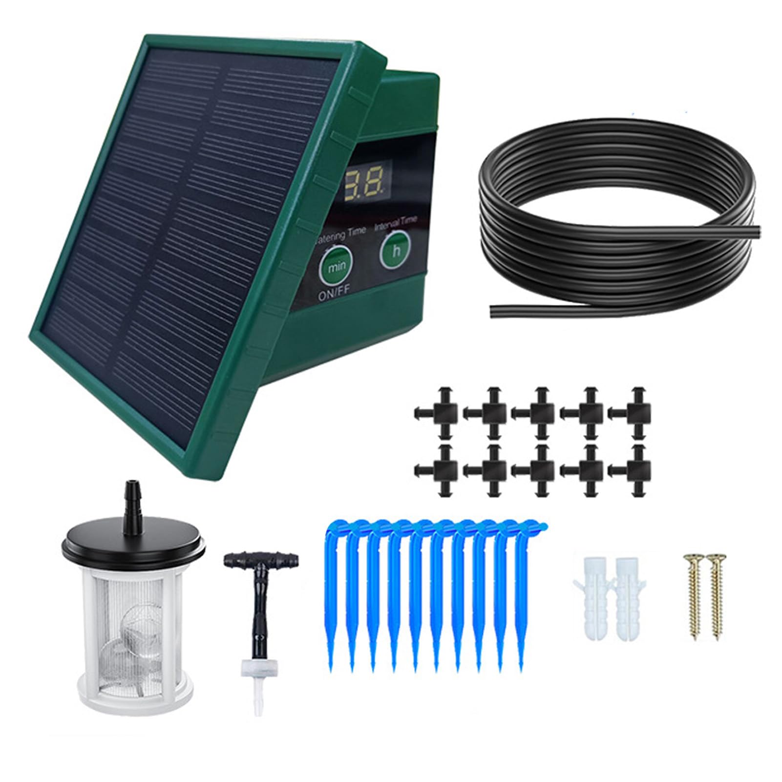 de riego por goteo solar para jardín Pantalla digital de riego automático para 10 plantas en macetas con modos de temporizador 30x7 Kit de riego por goteo antisifón
