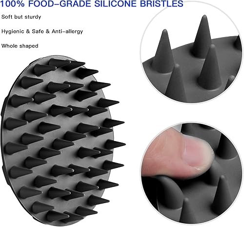 Miniatura 8 de INNERNEED Cepillo de ducha de silicona suave de grado alimenticio, con cepillo de limpieza facial de mano, con cepillo de champú masajeador de cuero