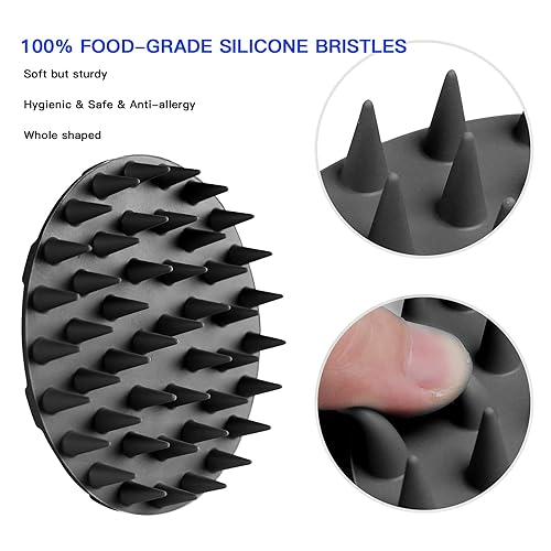 Miniatura 2 de INNERNEED Cepillo de champú masajeador para cuero cabelludo, cuidado manual del cuero cabelludo húmedo y seco, lavado de cabeza, cerdas de silicona