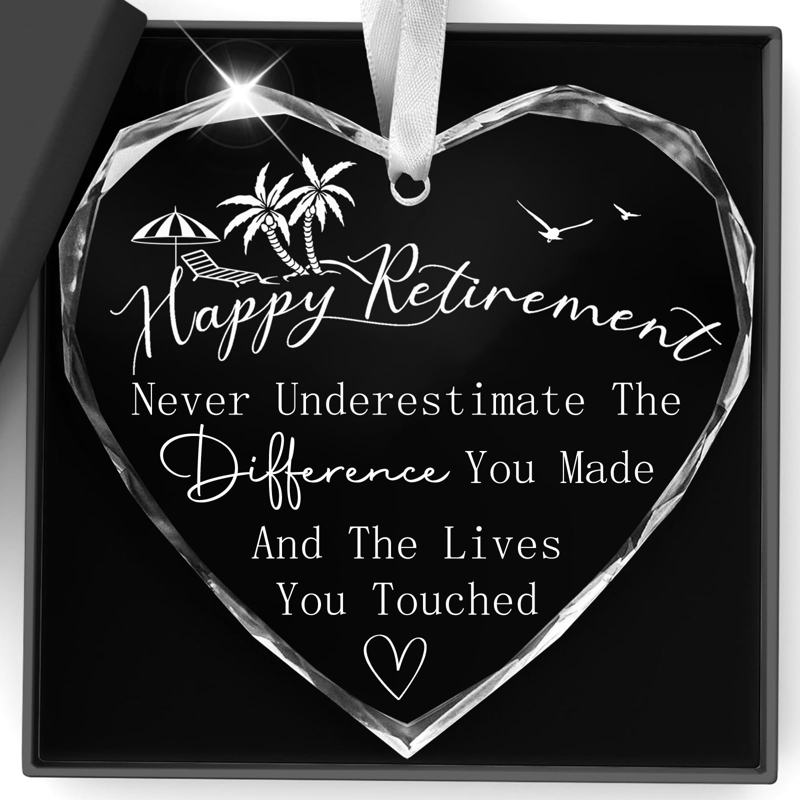 Retirement Gifts for Woman Crystal Tag, Never Underestimate The Difference You Made and The Lives You Touched Ornament Happy Retirement Appreciation Gift for Retired Women,Coworker,Nurse,Teacher,Mom