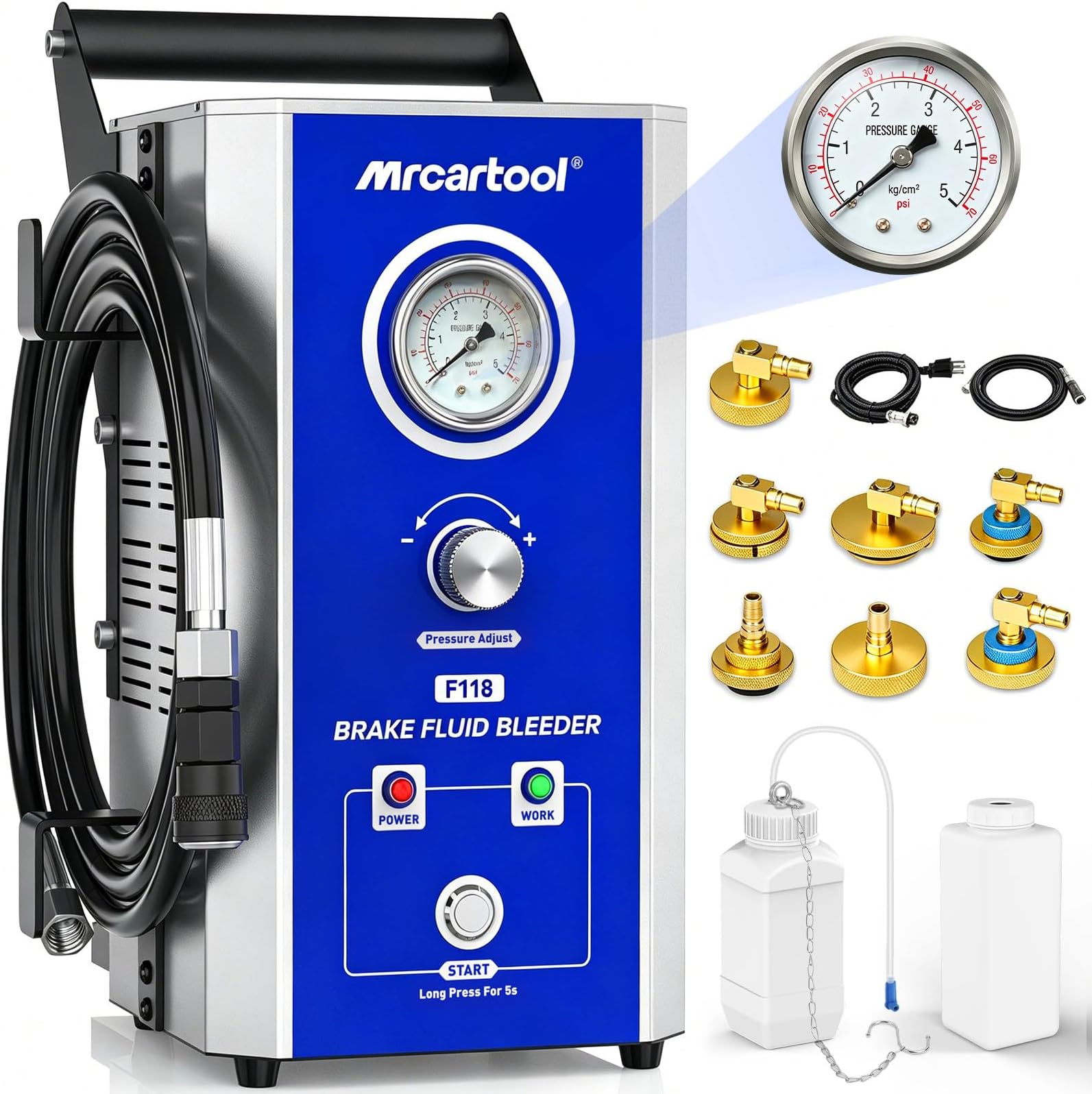 BELEY Electric Brake Bleeder Kit,110V Automatic Brake Brake Fluid Oil Exchanger Machine with 7 Metal Master Cylinder Bleeder Kit Compatible with All Vehicles.