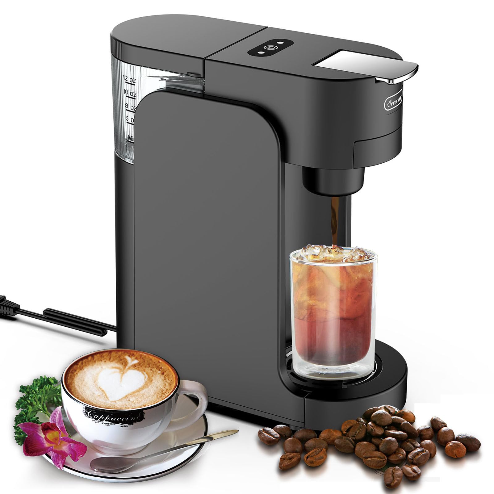 Ekspres Do Kawy, Miniaturowy Ekspres Do Kawy Na KapsułKi Z 12-Uncjowym Zbiornikiem Na Wodę, Na KapsułKi K-Cup, PrzełąCznik Jednodotykowy, Ekspres Do Cappuccino I Latte Do Domu,Black