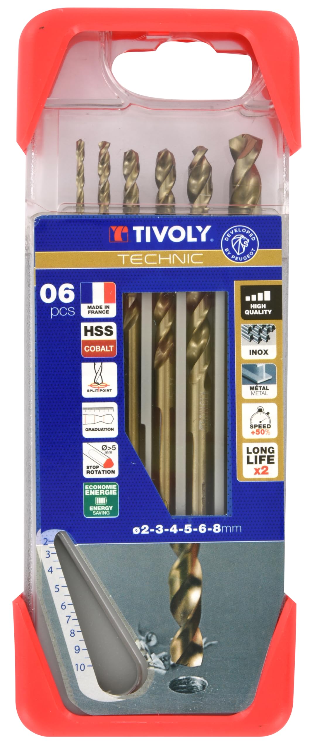 TIVOLY 11468570002 - CLIPSTER A31 TECHNIC COBALT Brocas METAL TECHNIC GRADUADAS ø 2-3-4-5-6 mm + 8 mm
