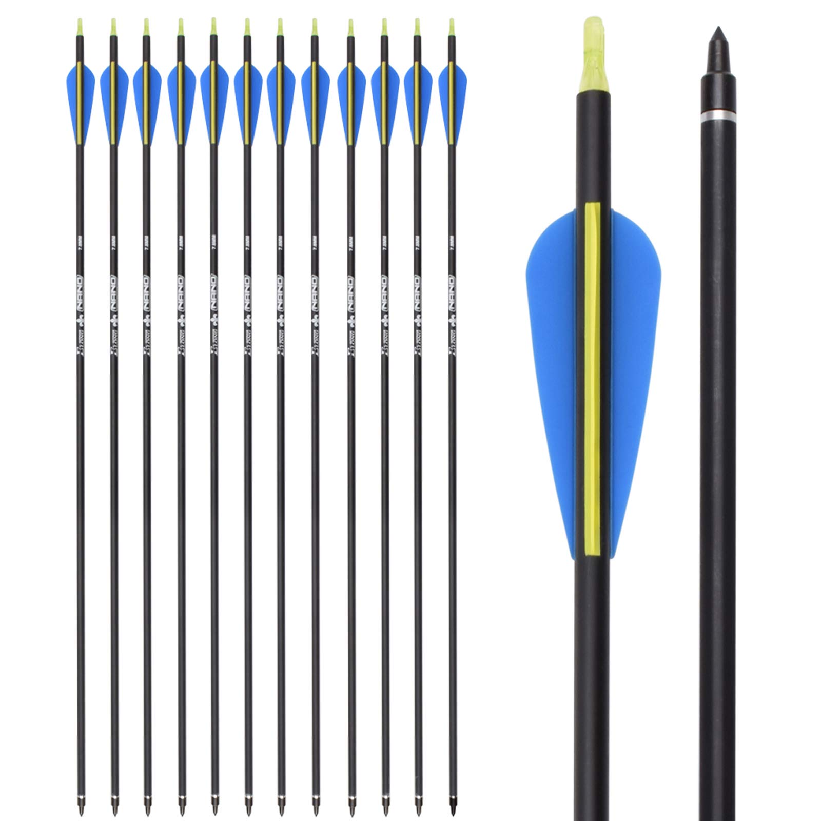 28 30 32 Pouces flèches de Chasse 12 pcs,Tir à l'arc de Flèches pour Arc Classique et Arc à Poulies de Tir en Adultes Extérieur Cible d'entrainement