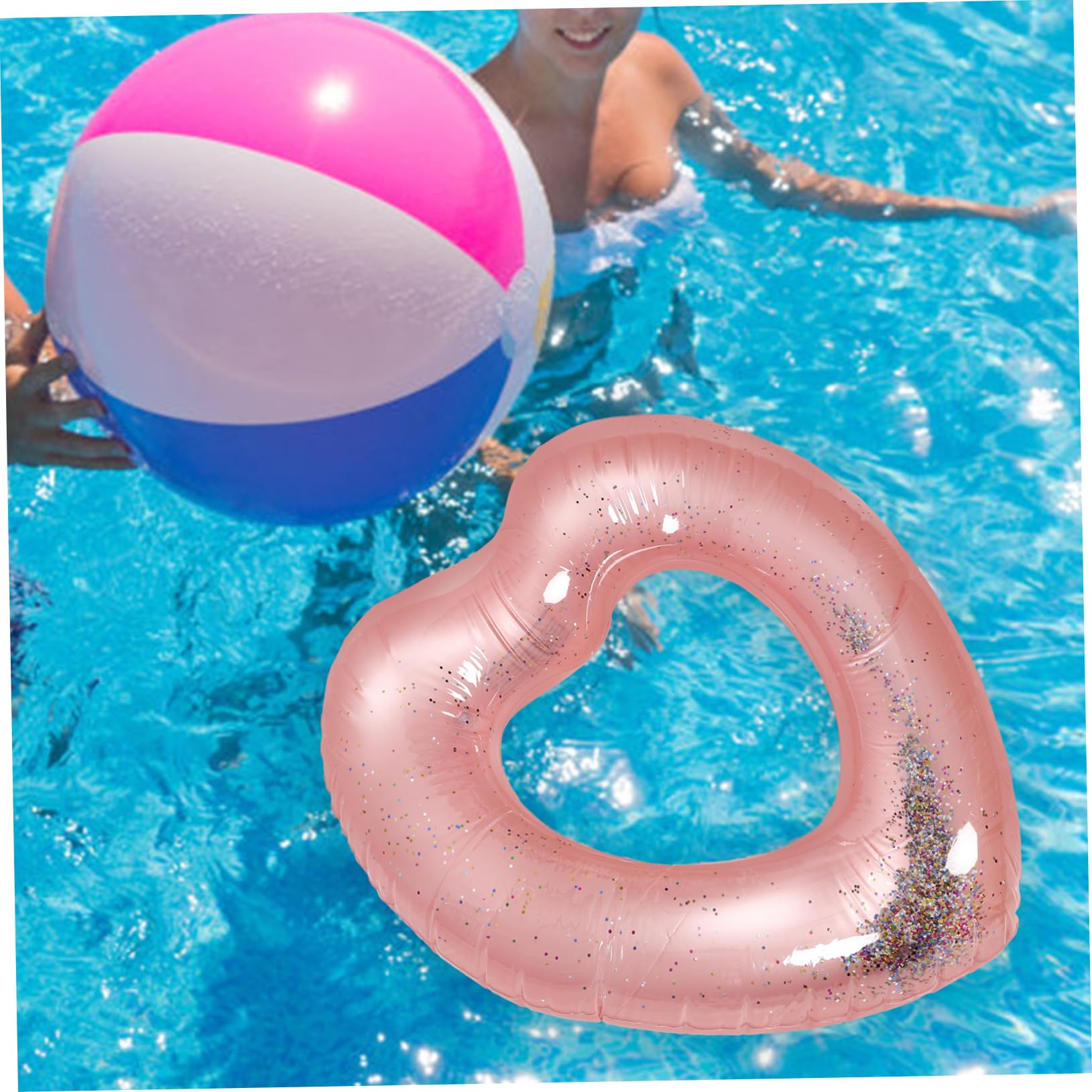 TOYANDONA Salvagente a Forma Di Cuore Galleggia Zattera Piscina Per Piscina Anelli Da Piscina Gonfiabili Piscina Gonfiabile Per Giocattolo Da Piscina Estivo Pvc Bianca