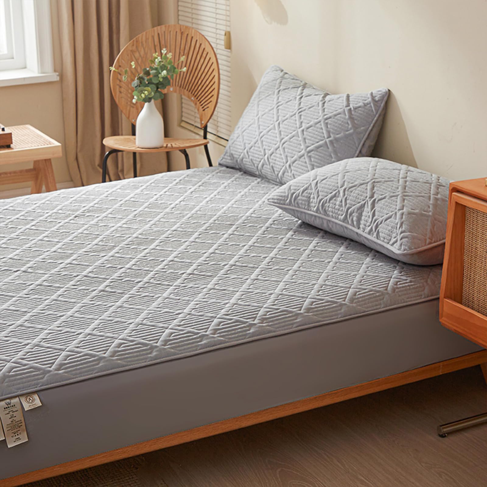 Spannbettlaken 180x200 Khaki Baumwolle Großes Doppelbett