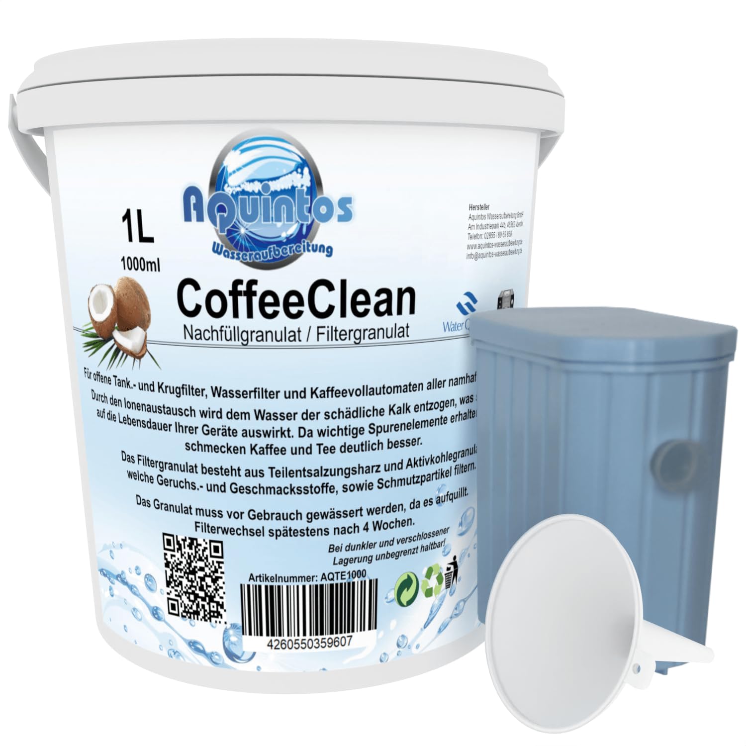 Nachfüllset AquaClean Kalk Wasserfilter passend für Saeco Philips Kaffeevollautomaten mit der Philips CA6903/10 CA6903/22 CA6903/99 - Wasserfilter mit 1 Liter Granulat
