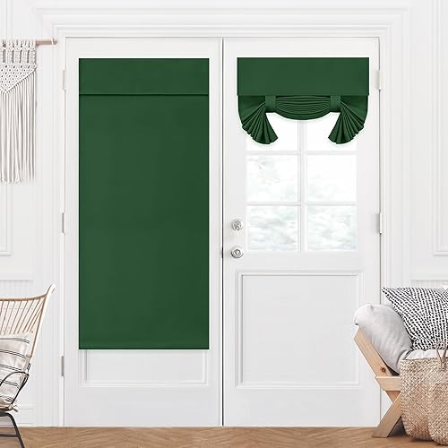 Miniatura 129 de Deconovo Cortina opaca de Navidad para puertas de vidrio y luces laterales, panel de privacidad con aislamiento térmico con doble bolsillo para