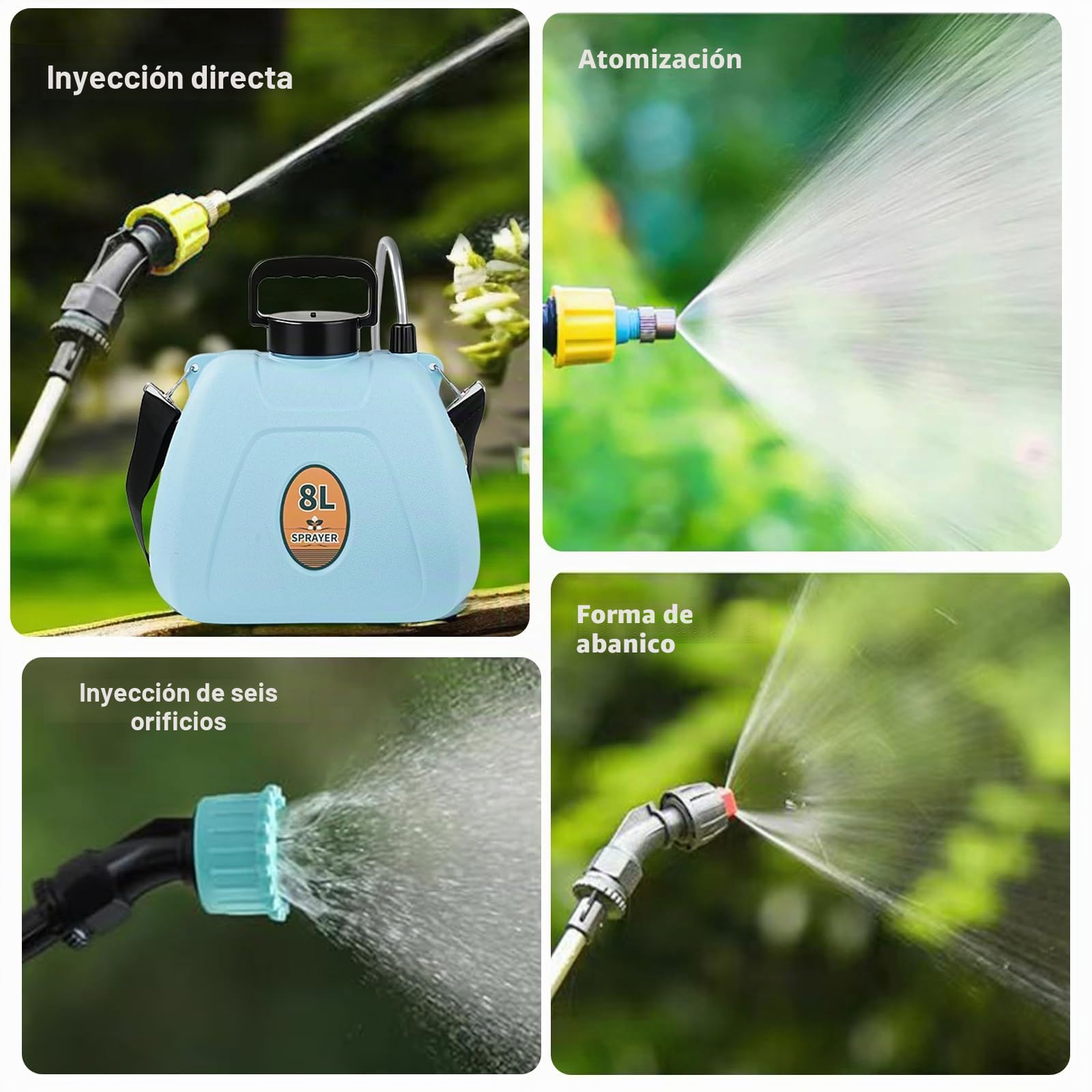 Nikou Pulverizador de Mochila a Presión, 8 litros Mochila Pulverizadora Eléctrico, con Correas de Hombro Ajustables para Horticultura, Silvicultura, Agricultura