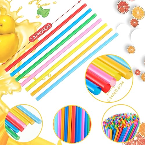 Miniatura 2 de Eaasty 3000 pajitas de plástico desechables coloridas a granel, 0.24 pulgadas de diámetro y 7.87 pulgadas de largo, pajitas de plástico desechables