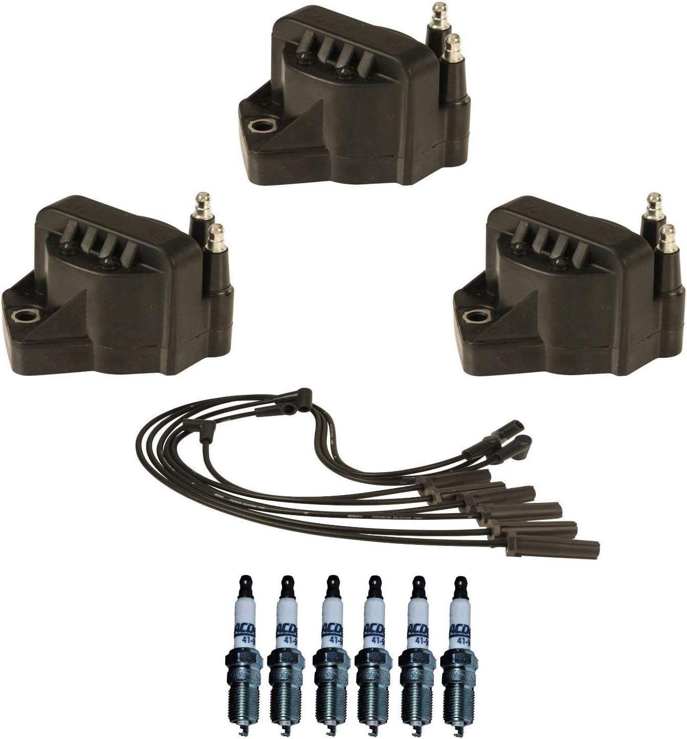 Ignition Wires 3 Coils 6 Spark Plugs Kit For Buick