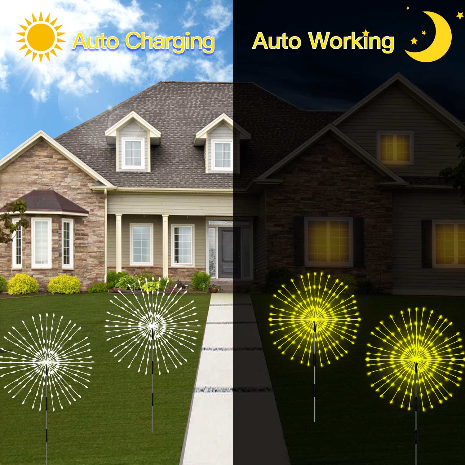 Solar Gartenleuchten 4er Pack Wasserdicht Dekorative Weg Glühwürmchen Lichter für Innenhof & Gartenparty Warmweiß