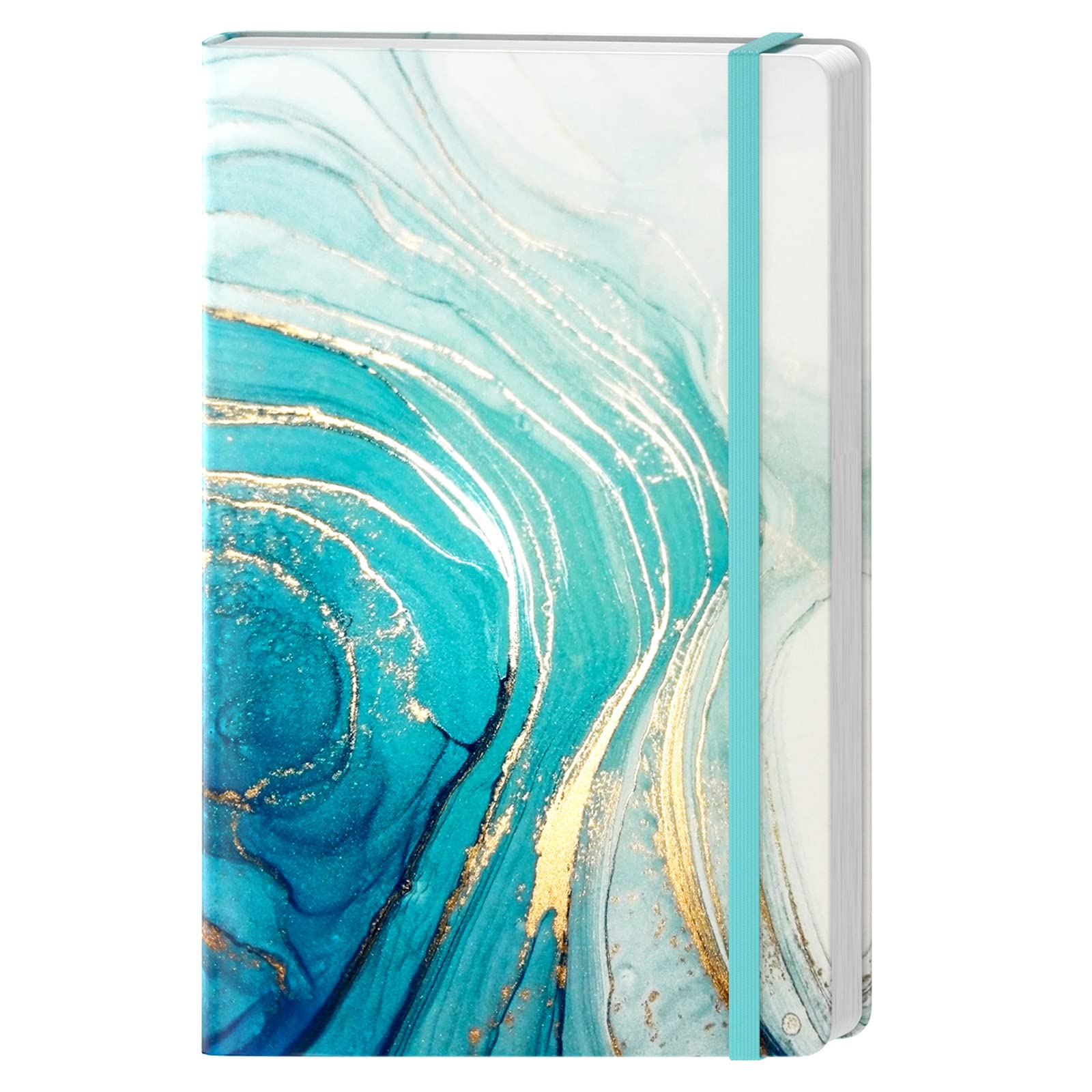 HUAMXE Lined Journal Notebook, Marble Hardcover, Medium 5.7 x 8.4 in, 160 Pages Thick Paper, Cute Aesthetic A5 College Ruled Notebook for Journaling Writing Work Office School Men Women, White Blue — image 1