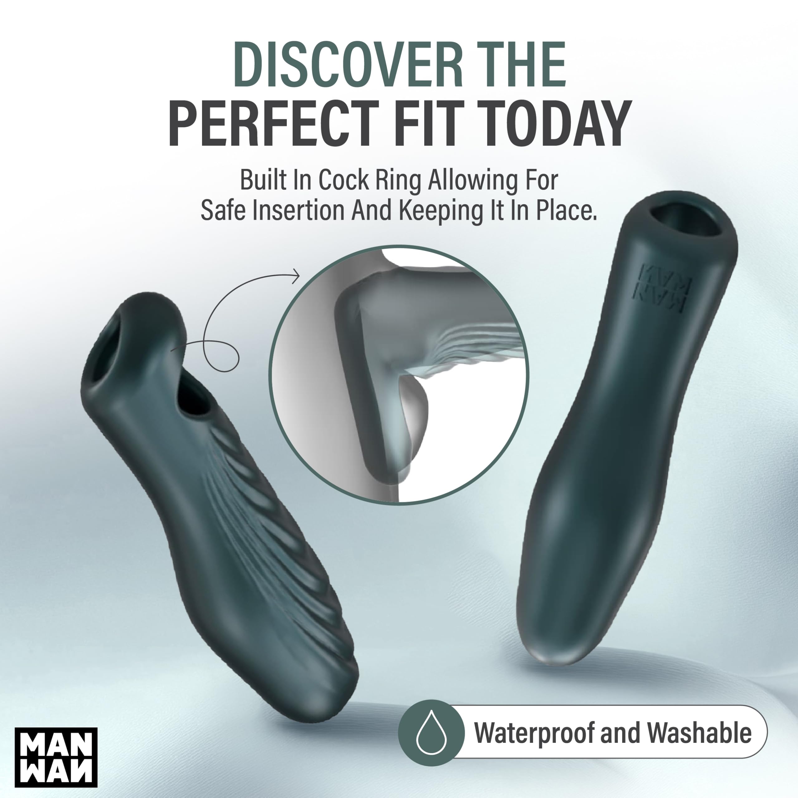 Man WAN Ryzer – Masturbatore Maschile & Guaina Peniena in Silicone Morbido, Sextoy Maschile con Interno ed Esterno Testurizzati, Anello Penieno Integrato, Aumento della Circonferenza - Gris Foncé