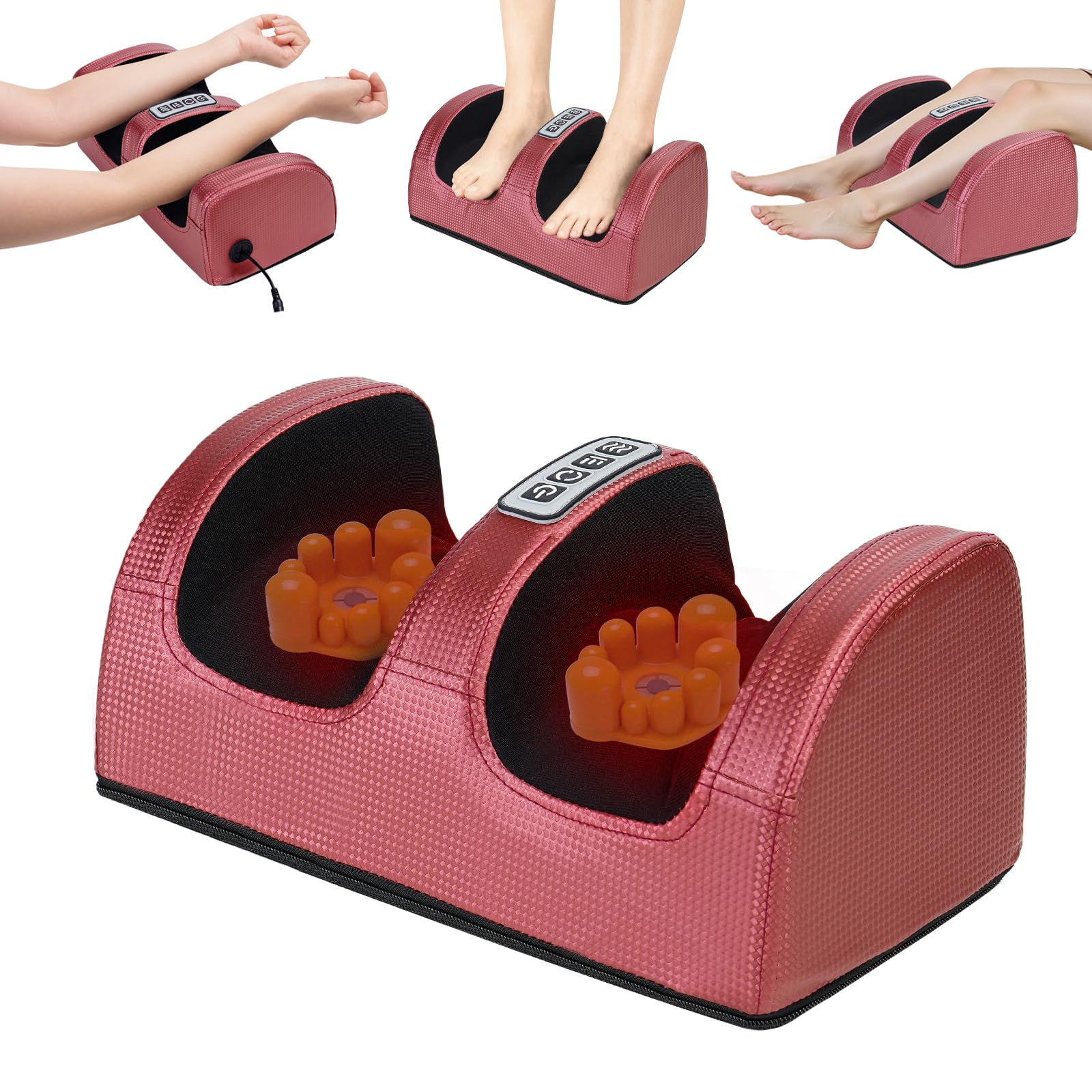 Masajeador de Pies con Calefacción - Masajeador Pies Shiatsu Eléctrico para Piernas Cansadas Fascitis Plantar - Masaje De Tejido Profundo Foot Massager - Regalo Originales para Mujer Mamá Papá (Rojo)