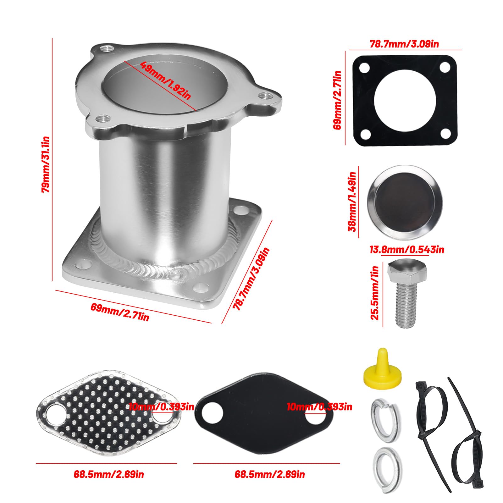 KAOLALI Kit de Suppression Vanne EGR pour E87 E90 E92 E93 E60 E61, Kit de soupape de purge pour moteurs diesel M47N2 M57N2, Kit de Suppression EGR en Aluminium Bypass de Suppression pour 320D-530D