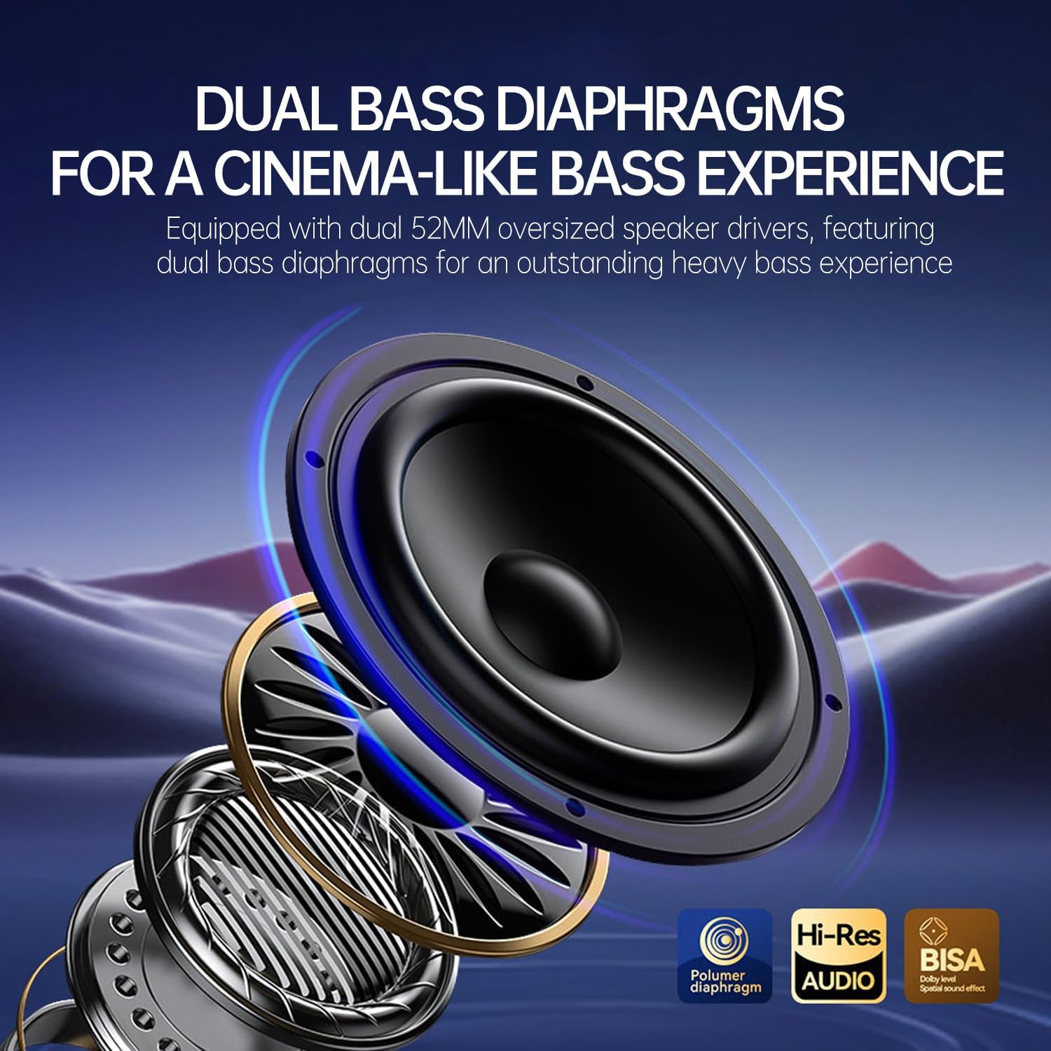 Bluetooth Wireless Speaker with Powerful Bass, 360-Degree Stereo Surround, Music Rhythm Lighting, Ambient Night Light, 24-Hour Endurance, Hi-Res Audio, Outdoor Shops Yoga Home Bluetooth Speakers