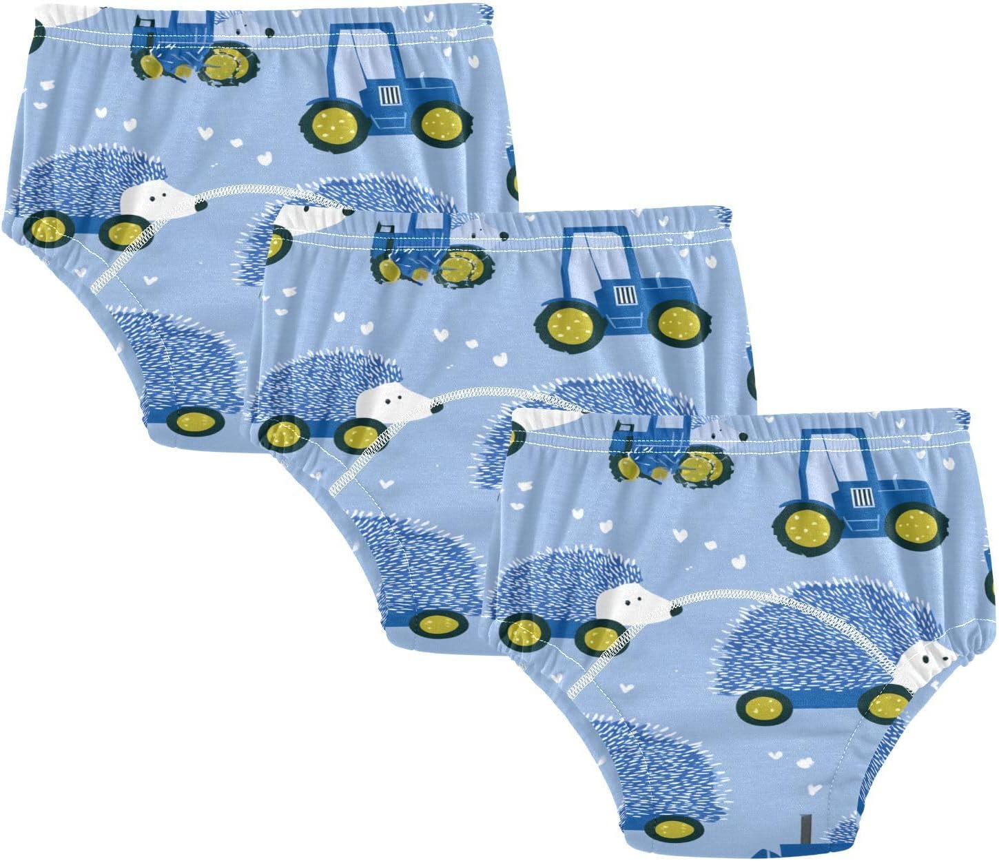 Baby Potty Training Pants Leakproof Funny Hedgehog Tractor Blue Training Underpants Boxer Briefs Underwear Set for