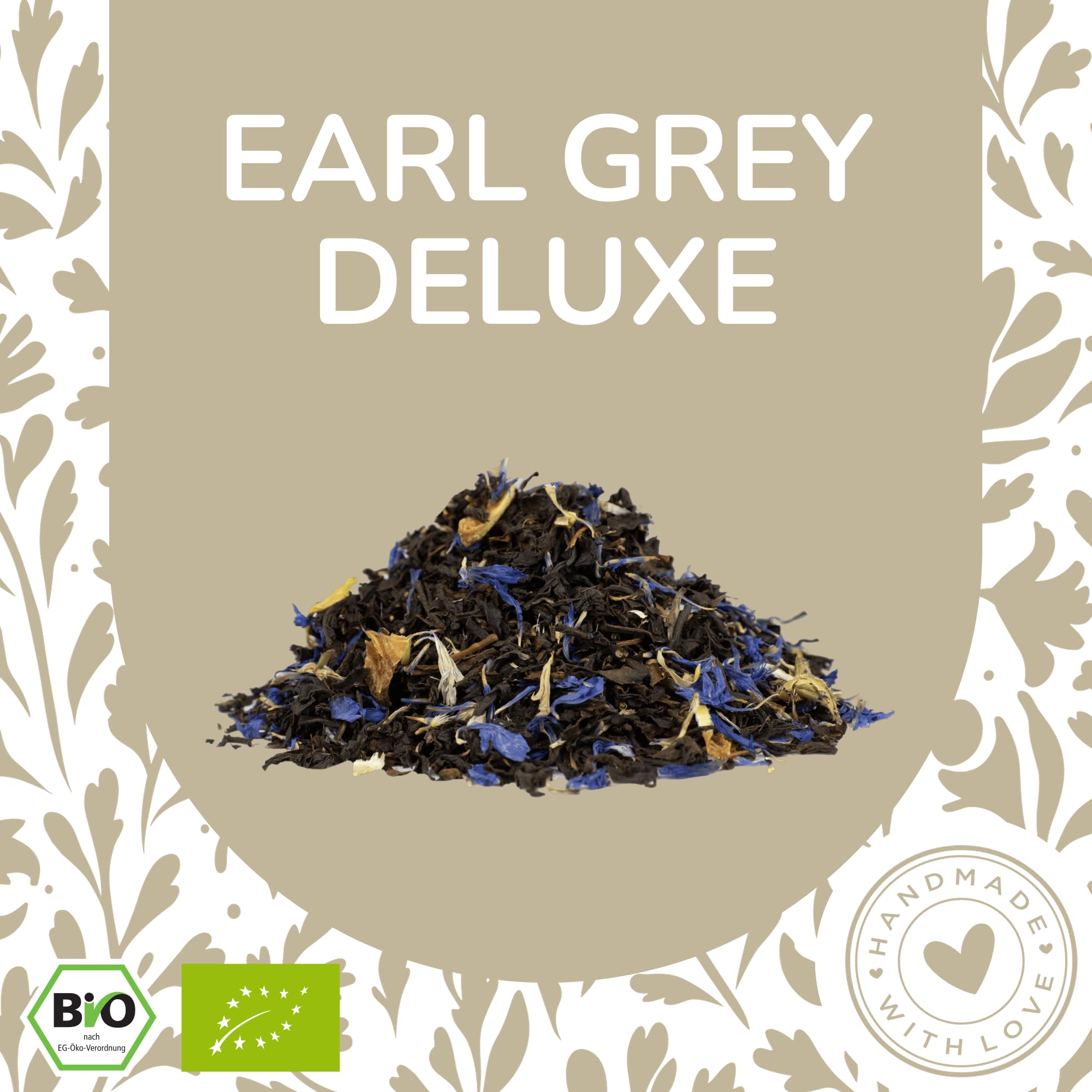 Gräfenhof Earl Grey Tee | mit Assam, Ceylon und Darjeeling | mit Bergamottenstücken & Öl | Blatttee | Koffeinhaltig | 100x2,5g Pyramidenbeutel | 100% BIO | kompostierbare Beutel