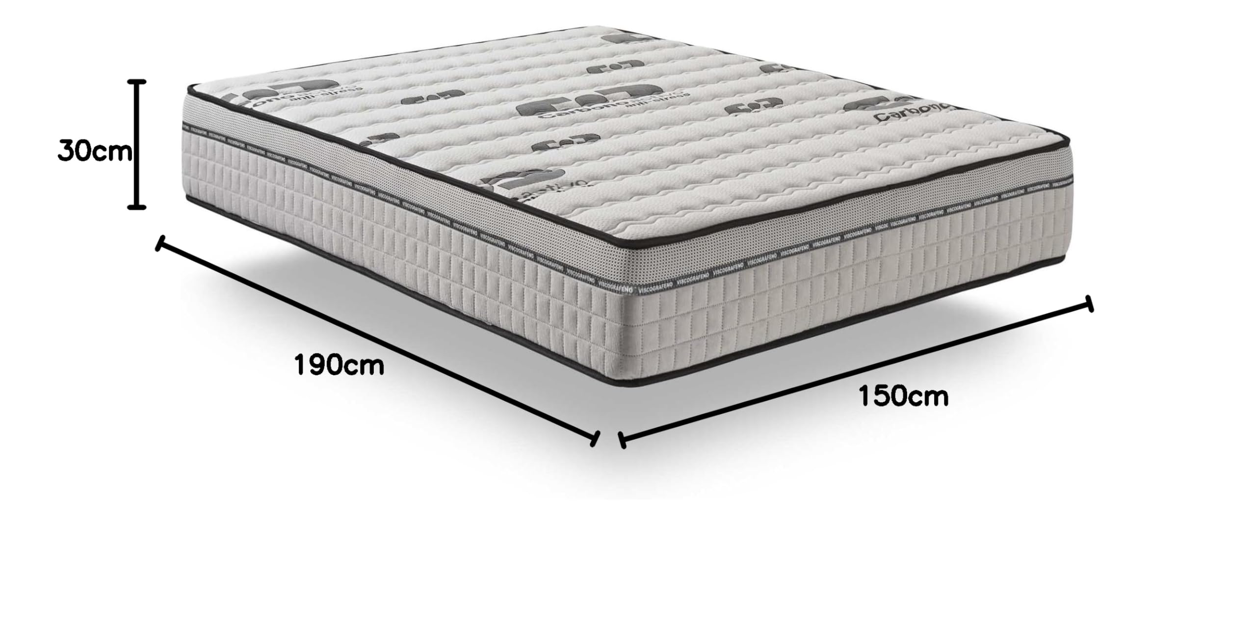 Naturalex - Carbone Plus - Colchón 150x190 cm Viscoelástico - 30 cm