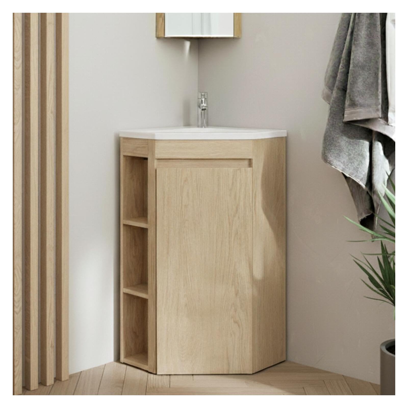 MOB-IN - Mueble bajo lavabo de esquina Sorrento sobre patas con lavabo y grifo