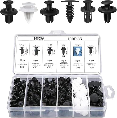 Miniatura 2 de UGSHY Paquete de 100 clips de remache para sujetadores de empuje, kit de repuesto de remaches de nailon de 0.248 in, 0.315 in, 0.354 in y 0.394 in,